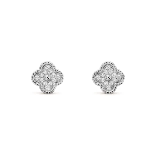Van Cleef Arpels Alhambra Four Leaf Lucky Series Серьги-гвоздики из золота с рубином Женские