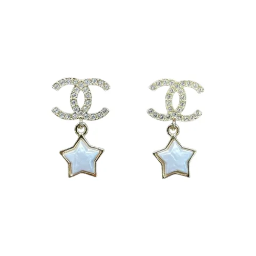 CHANEL Серьги-гвоздики с камнями женские золотые