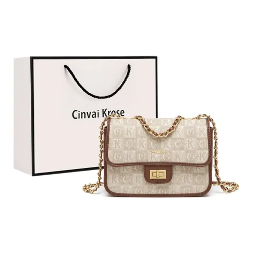 CinvaiKrose Сумка через плечо из ПВХ и синтетической кожи маленькая сумка на цепочке женская хаки и коричневый