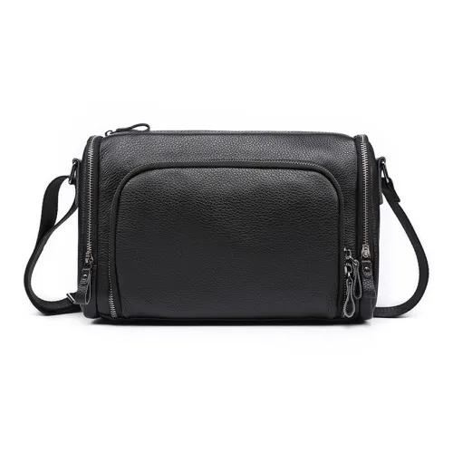 DOSRFINI Сумка через плечо из коровьей кожи мужская черная