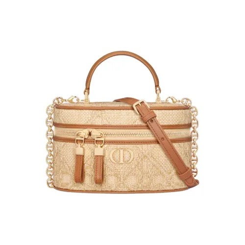 DIOR Caro Плетеный узор волокно рафии сумка сумка через плечо мини женская натуральный