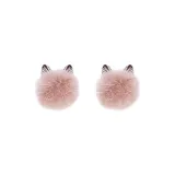 Кошка, Шар, Шар, Серьги-гвоздики, Розовый