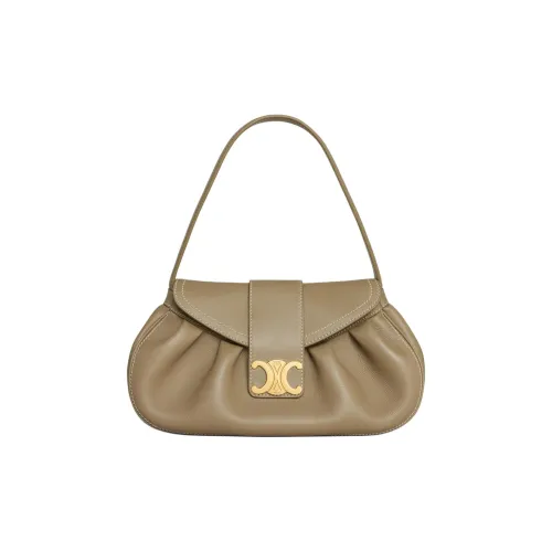 CELINE Soft Корова Кожа Сумка Medium Женская Темно-Коричневый Черный