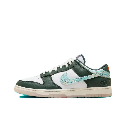 NIKE Dunk Кроссовки для скейтбординга Низкие Зеленый Белый Синий Мужские