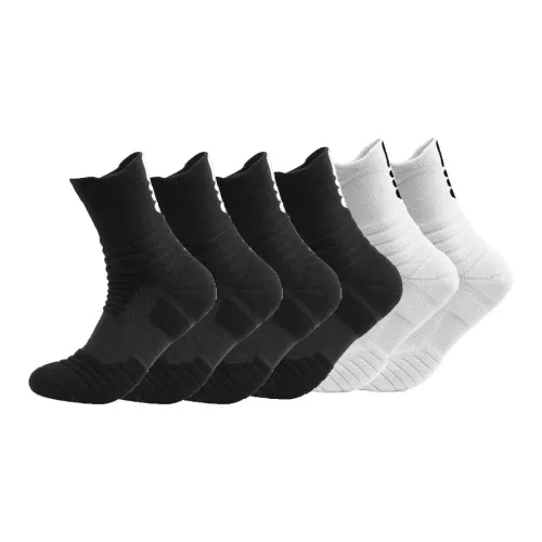 Ledomoda SS01 Носки Crew Черные 4 пачки, Белые 2 пачки Носки для баскетбола для мужчин