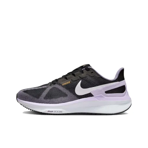 Nike Zoom Structure 25 Амортизация Устойчивый к истиранию Дышащий Низкий Топ Беговые кроссовки Женские Черный Фиолетовый Extra Широкий