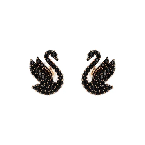 Swarovski Искусственный кристалл покрытие из розового золота искусственная жемчужина серьги-гвоздики женские черный