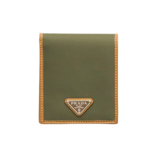 PRADA Переработанный нейлон Кошелек Мужской Армейский зеленый и Карамель