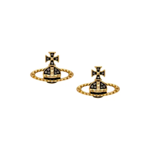Vivienne Westwood Серьги Brass Stud Женские Черный алмаз Золото