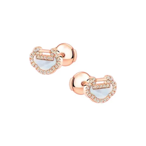 Qeelin 18К Розовое золото Жемчужная раковина Ромб 0,14 карата Серьги-гвоздики Женские