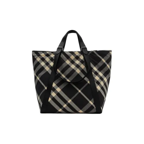 Burberry Кожа Тоут Сумка Сумка для покупок Сумка Женская Черная и Белая