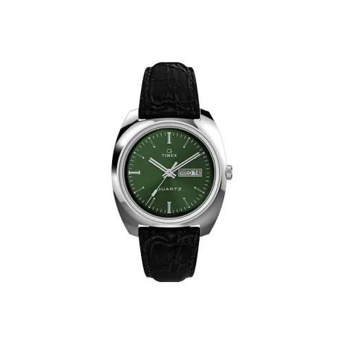 TIMEX Наручные часы Кварцевый механизм Кожаный ремешок 37,5 мм Зеленый циферблат Мужские часы