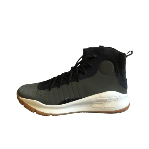 Under Armour Curry 4 'Черный оливковый' Высокие баскетбольные кроссовки Мужские Зеленые