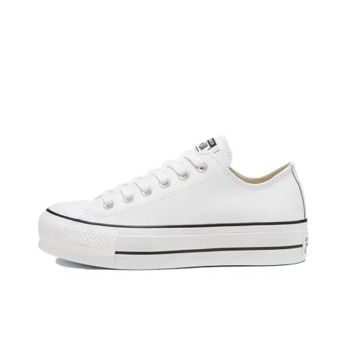 Converse Chuck Taylor All Star Кожа Платформа Низкий Топ Низкий Топ Кеды Женские Белые
