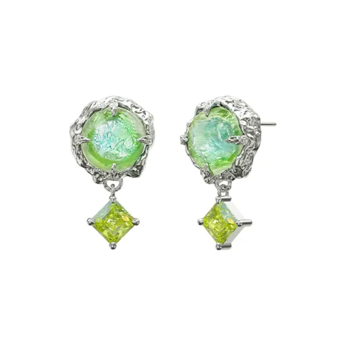 OINICIO Зеленый Цветная глазурь Жидкость Циркон Подвеска Серьги-гвоздики Унисекс