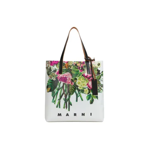 MARNI Tribeca Полиуретан Тоут Сумка Сумка для покупок Сумка на плечо Сумка Женская Белая и Многоцветная