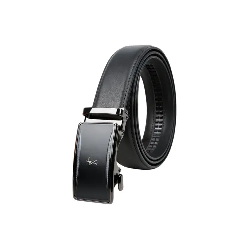 Wit Автоматическая застежка ремни из крупнозернистой текстуры коровья кожа мужской черный ширина 3,5 см