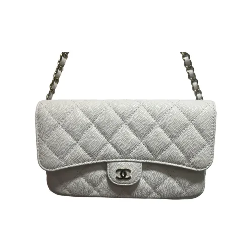 CHANEL WOC Икорный Телячья кожа Сумка с клапаном Сумка через плечо Женская Белая