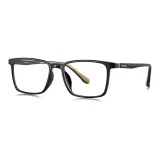 Универсальная черная рамка с светло-зеленым силиконовым покрытием - C10, с защитой от синего света, без степени, линзы без узора