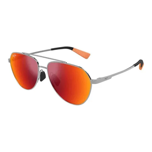 Maui Jim Металл Aviator Солнцезащитные очки Мужские Серебряный