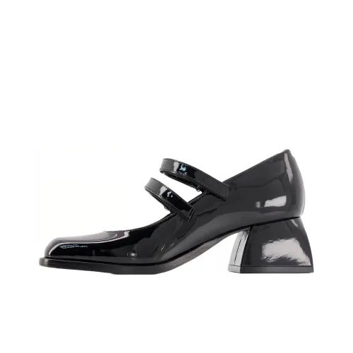 NODALETO Грубый каблук Туфли Мэри Джейн 4CM Женские Черный