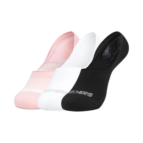 Skechers 3 шт Белый/Светло-розовый/Черный Унисекс No Show Носки