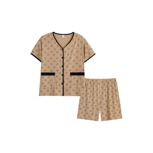 Sha Qian Пижамный комплект Летний Женский Хаки