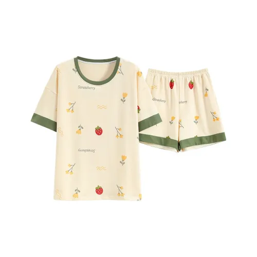 OEING Пижамный комплект женский абрикосовый зеленый