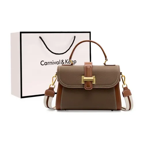 Carnival Keep Коровья кожа Маленькая квадратная сумка Сумка-мессенджер Сумка через плечо Сумка на плечо Стандартная Женская Слоновая серый Экрю