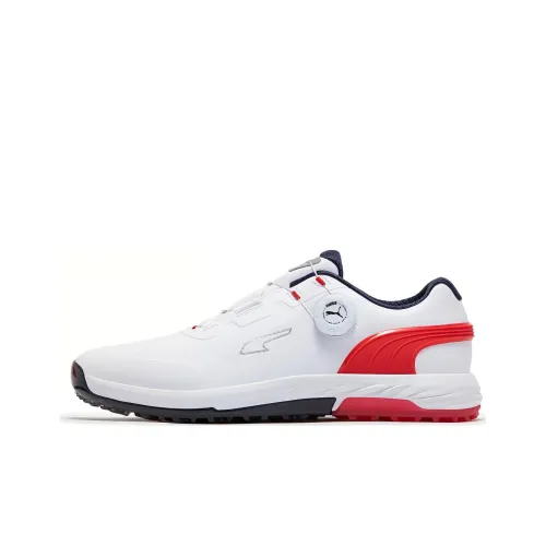 PUMA Alphacat Nitro DISC Устойчивый к истиранию Низкий Топ Обувь для гольфа Мужская Белый Красный