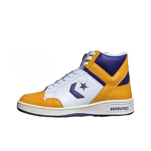 Конверс Weapon Аbrasion Resistant Дышащий Высокий Топ Баскетбольные кроссовки Унисекс Белый Желтый