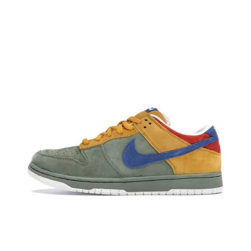 Nike Dunk SB Low Теплоизоляционный Slip-Resistant Низкий Топ Скейтборд Кроссовки Мужские Зеленый Синий Желтый