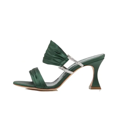 MANOLO BLAHNIK Chinap Антибактериальные Шлепанцы Женские Зеленые