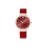 Розовое золото, корпус, красный циферблат, красный ремешок