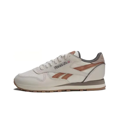 Reebok Classic Leather Беговые кроссовки Низкие Топ Бежевый Коричневый Унисекс