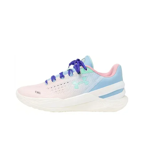 Under Armour Curry 2 Амортизация Износостойкие Низкие Баскетбольные Кроссовки Мужские Розовые Синие