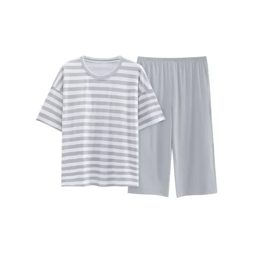 The Story Of The Flower Season Пижамный комплект Женские Серо-белые полосы