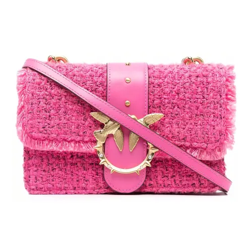 PINKO Love Icon Ткань Твид Swallow Сумка Сумка через плечо Женская Розовая