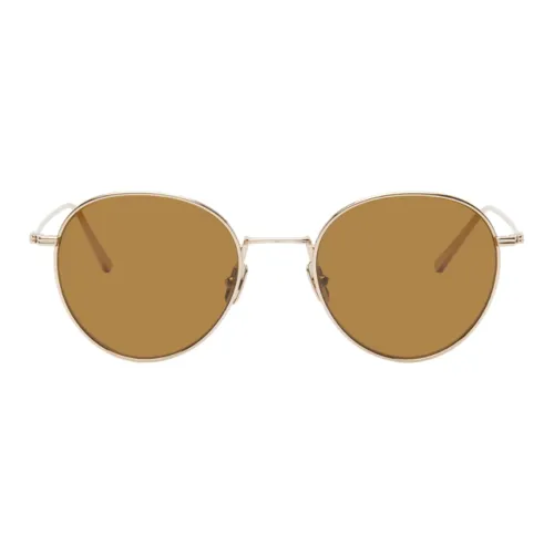 TOTEME Переработанный Нержавеющий Стальной Овалные Солнцезащитные Очки Женские Светло-Золотые