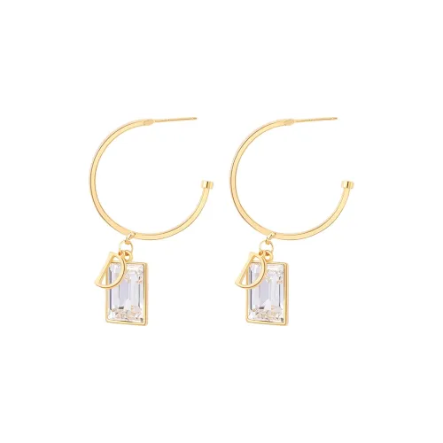 Sanpowa Alloy Crystal Earrings Women's Gold
