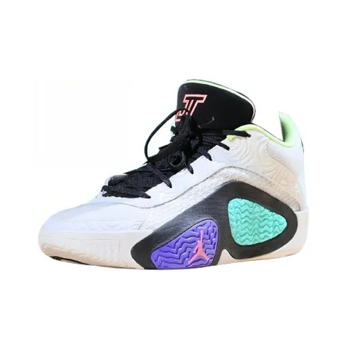 Джордан Tatum 2 Abrasion Resistant MID Топ Баскетбольные кроссовки Мужской Белый Фиолетовый Зеленый