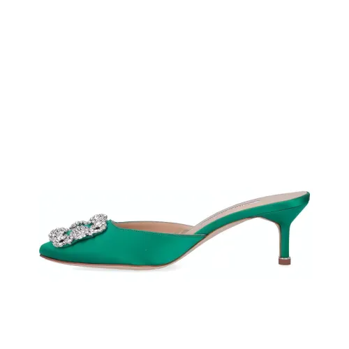 MANOLO BLAHNIK Пластиковая подошва Быстросохнущие Домашние тапочки Женские Зеленый