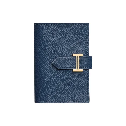 HERMES Bearn Эпсомская кожа Кошелек Держатель для карт Женские 7U Темно-синий