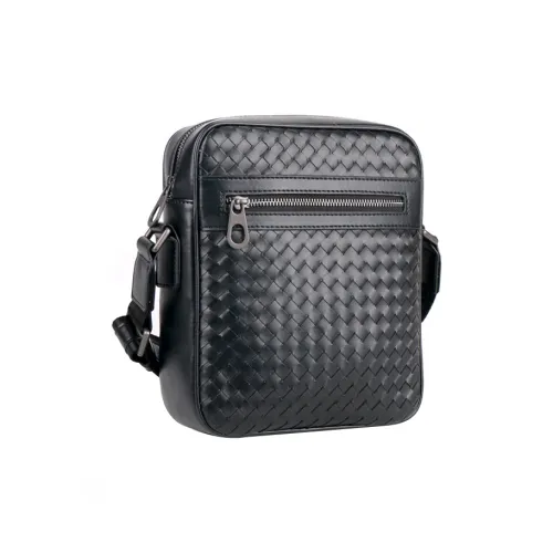 CMLZIUA Сумка через плечо из коровьей кожи унисекс черного цвета