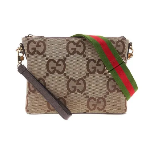GUCCI Canvas Курьерская сумка Сумка через плечо Мужская Бежевая Коричневая
