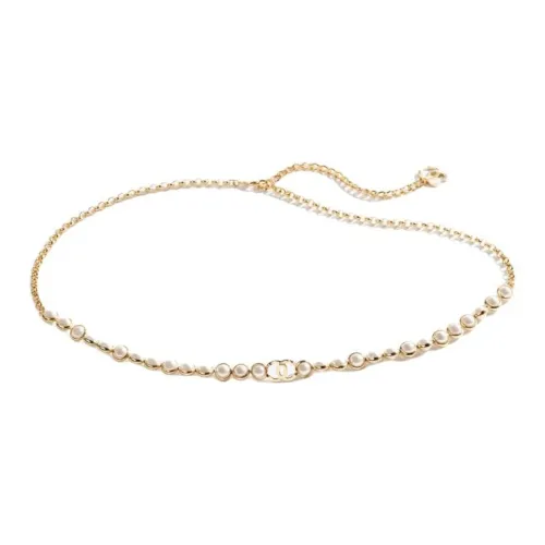 CHANEL Pearl Double C Logo Chain Waist Chain Women's Gold