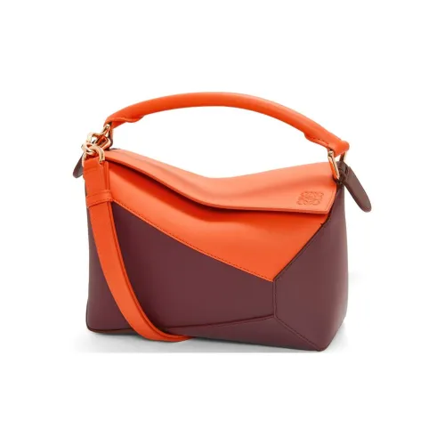 LOEWE Пазл Телячья кожа Сумка через плечо Сумка Маленькая Женская Свежая Апельсин Бургунди