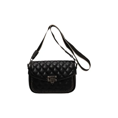 Minglu ПУ (полиуретан) Сумка через плечо Унисекс Черный Экрю