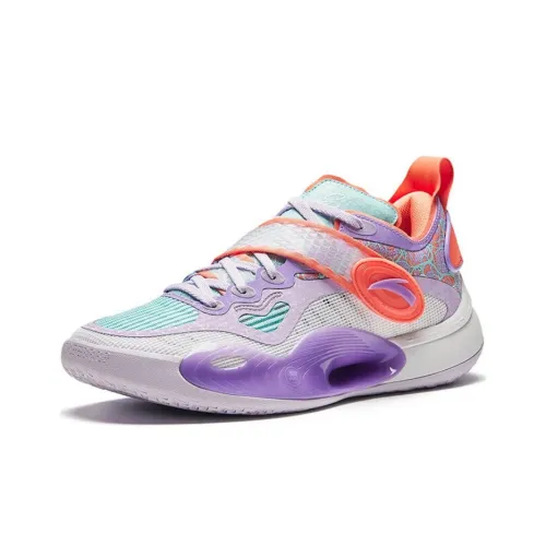 ANTA Противоскользящие Низкие Баскетбольные Кроссовки Мужские Фиолетовые Белые Оранжевые