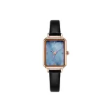 Розовое золото, корпус, синий циферблат, черный ремешок